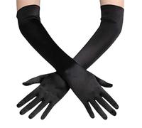 Guanti Rosso Bianco Neri Lunghi Donna 1 Paia,Eleganti Guanti Sposa di Raso 55 CM,Classico Gomito Guanti Da Ballo Accessori Anni '20,per Halloween Carnevale Party Ballo Opera Graduazioni Matrimoni