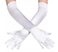 Guanti Rosso Bianco Nero Lunghi Donna 1 Paia,Eleganti Guanti Sposa di Raso 55 CM,Classico Gomito Guanti Da Ballo Accessori Anni '20,per Halloween Carnevale Party Ballo Opera Graduazioni Matrimoni