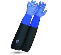 Guanti ROSTAING WETPRO - Paia di guanti da lavoro impermeabili - Per la manutenzione di laghetti, pozzi o acquari - Guanti protettivi lunghi e impermeabili di colore blu e nero - Utilizzati idraulici