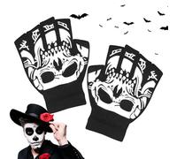 Guanti Scheletri | 15,5 Cm Kids Skull Mitts | Guanti Mezzo Dita Luminosi | sal Ciclistici In Cotone In Nylon Caldo Con Design Festivo - Ideale Per Halloween, Ciclismo, Feste E Abbigliamento Quotidia