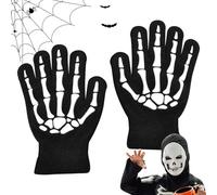 Guanti scheletro di Halloween, guanti da ciclismo scheletro,Guanti con teschio a dita intere per Halloween che si illuminano al buio - per costumi di per bambini e ragazzi dai 5 ai 12