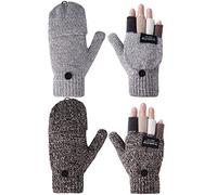 Guanti Senza Dita Caldo a Maglia 2 Paia Coppie Guanti Donna Termici Invernali con Guanto Cover per Ragazze e Uomini