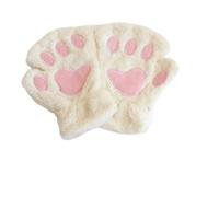Guanti Senza Dita Cute Cat Paw Gloves, Fuzzy Plush Animal Claw Mittens, Winter Warm Fingerless For Women ，Cosplay & Daily Fashion(WHITE)