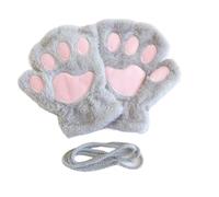 Guanti Senza Dita Cute Cat Paw Gloves, Fuzzy Plush Animal Claw Mittens, Winter Warm Fingerless For Women ，Cosplay & Daily Fashion(Light Grey)