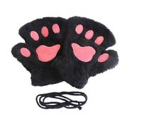 Guanti Senza Dita Cute Cat Paw Gloves, Fuzzy Plush Animal Claw Mittens, Winter Warm Fingerless For Women ，Cosplay & Daily Fashion(Black)