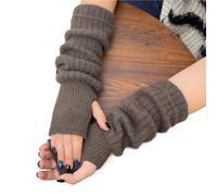 Guanti Senza Dita Fashion Solid Color Wrist Arm Warmer Gloves For Women Cold Proof Winter Warm Sleeve Knitted Soft Stacked Fingerless Mittens(Coffee)