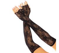 Guanti Senza Dita in Rete Floreale Leg Avenue - Nero