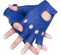 Guanti sfoderati senza dita senza dita da uomo in vera pelle di pecora for guida in bicicletta, moto, esercizi e fitness / 935 (Color : Blue, Size : Large)
