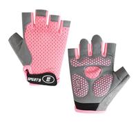 Guanti Sportivi Per Bambini, Guanti da Ciclismo a Mezze Dita, Protezione Antiscivolo Sul Palmo, Seta di Ghiaccio, Rete Elastica, Adatti per Ciclismo, Pattinaggio a Rotelle e Altri Sport (Rosa)