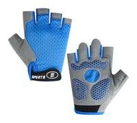 Guanti Sportivi Per Bambini, Guanti da Ciclismo a Mezze Dita, Protezione Antiscivolo Sul Palmo, Seta di Ghiaccio, Rete Elastica, Adatti per Ciclismo, Pattinaggio a Rotelle e Altri Sport (Blu)