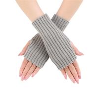 Guanti Termici Senza Dita 1 Pair Autumn Winter Short Arm Sleeves Half Finger Gloves For Women Solid Color Knitted Fingerless Hand Warmer Mittens(Grey)