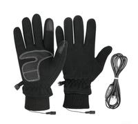 Guanti Termici USB Fleece Sintetica Caldi Guanti Termici USB | Materiale PU , filo carbonio efficiente, spazzolata, per calore immediato e duraturo(Black Adjustable)