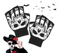 Guanti Teschio Per Bambini Muffole Accessorio Da Costume Di Halloween | Guanto Con Scheletro Senza Dita Per Carnevale Festa In Maschera Corsa Esercizio Fisico Escursionismo