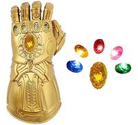 Guanti Thanos Infinity con luce a LED, pietre preziose rimovibili, per cosplay, Halloween, scenografia in PVC per adulti (adulti)