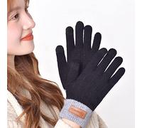 Guanti touchscreen con fodera interna in pile, per uomo e donna, antiscivolo, materiale lavorato a maglia, sensibile al tatto, isolanti dal freddo, versatili, per sport invernali (nero, taglia unica)