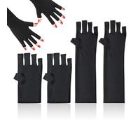 Guanti UV per unghie in gel, 2 paia guanti protettivi UV, UPF50+ Protezione, UV e UVB 99+, per Manicure, Asciugatrice, Cura della Pelle delle Unghie, Fingerless, per la Casa, Outdoor, 23/39cm, nero