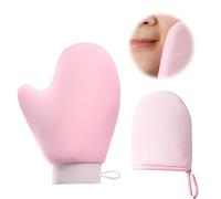 Guanto Autoabbronzante Viso e Corpo, 2 Pezzi Doppia Faccia Guanto Autoabbronzante per Crema Abbronzante Corpo, Spray Autoabbronzante, Olio Abbronzante (Rosa)