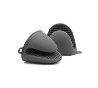Guanto da forno in silicone spesso, mini guanti da forno resistenti al calore, per cuocere, grigliare al barbecue (grigio)