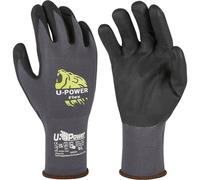 U-Power Flex Guanti Da Lavoro Antifortunistica Supporto Nylon Spandex Elasticizzato Spalmatura Nano Schiuma Nitrile Touchscreen Protezione Rischi Meccanici Termici Nero 9/L 12 Pz