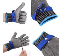 Guanto da Macellaio in Filo di Acciaio Inossidabile Resistente Al Taglio Resistente Al Taglio per Protezione Industriale, Guanto, Anti Coltello, in Cotone Bianco