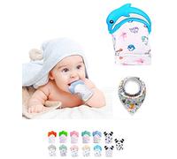 Guanto Dentizione Neonato in Silicone - Giochi Dentizione Neonato - Guantino Dentizione - Sollievo Denti Neonato - Baby Teething Toy - Giochino per i Denti Neonato + MORBIDO BIB