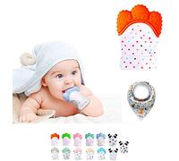 Guanto Dentizione Neonato in Silicone - Giochi Dentizione Neonato - Guantino Dentizione - Sollievo Denti Neonato - Baby Teething Toy - Giochino per i Denti Neonato + MORBIDO BIB