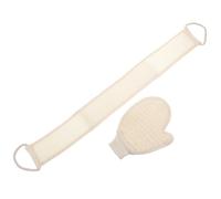 Guanto Esfoliante da Bagno Manico lungo Lino e Cotone | Pulizia Profonda per Schiena e Spalle, Beige, Uso in Doccia e Bagno, per Uomini e Chi Ha Poca Estensione