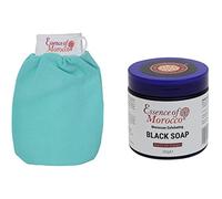 Guanto esfoliante marocchino Kessa blu con olio di eucalipto naturale esfoliante sapone nero Spa Scrub Savon Noir 200g