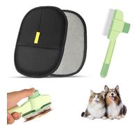 Guanto magnetico in pelliccia e spazzola autopulente per la rimozione dei peli di gatto, 2 guanti con pettine in acciaio inox per la rimozione dei peli di animali, per cani e gatti lunghi e corti