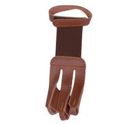 Guanto per tiro con l'arco a 3 dita con cinturino regolabile, protezioni per le dita vintage e protettive in pelle marrone, linguetta di ricambio per tiro con l'arco per gli appassionati