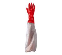 GUANTO PVC ROSSO G53 MANICHETTA TRASPARENTE TG.9