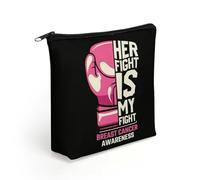 Guantone da boxe rosa La sua lotta è la mia lotta Borsa per il trucco per la sensibilizzazione sul cancro al seno per donne Borsa cosmetica da viaggio Borsa da toilette Borse per riporre oggetti in ba