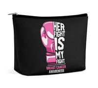 Guantone da boxe rosa La sua lotta è la mia lotta Borsa per il trucco per la sensibilizzazione sul cancro al seno per donne Borsa cosmetica da viaggio Borsa da toilette Borse per riporre oggetti in ba