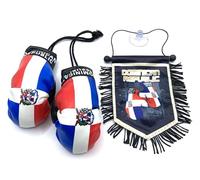 Guantoni da boxe e bandiere per auto, accessori decorativi, striscione da appendere alla finestra, mostra il tuo orgoglio dominicano e l'amore per lo sport sulla strada
