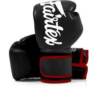 Guantoni da Boxe Fairtex BGV14 Muay Thai in Microfibra per Uomini, Donne, Bambini | Guanti MMA| Guantoni da Boxe di Qualità Premium, Leggeri e Assorbenti agli Urti(14oz/Nero con rifinitura rossa)
