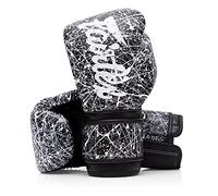 Guantoni da Boxe Fairtex BGV14 Muay Thai in Microfibra per Uomini, Donne, Bambini | Guanti MMA| Guantoni da Boxe di Qualità Premium, Leggeri e Assorbenti agli Urti(16oz/Nero bianco)