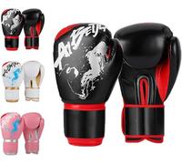 Guantoni da Boxe - Guanti da Allenamento Muay Thai da 6 Once A 12 Once, per Sacco da Boxe, MMA, Sparring, Combattimento E Kickboxing, Black, 10-oz