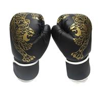Guantoni da boxe Sparring - Casette da combattimento in pelle PU resistente, guanti stampati tigre traspiranti, poggiapolsi ergonomici, imbottitura ammortizzante, design di chiusura sicura, kickboxing