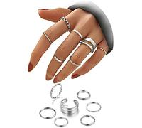 Guanyj Set di Anelli per Donne E Ragazze Set di Anelli Boho Anelli Vintage a Forma Anello Donna Regolabile Personalizzato Set di Anelli in Stile Punk Anello Impilabile per Donne E Ragazze(7 Pcs)