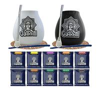 Guarani Yerba Mate Set 10x50g | Yerba Mate 10x50g | Calebassa | Bombilla in Acciaio