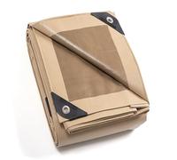 GUARD SHIELD Telone di copertura in tessuto con occhielli, 5 x 6 m, 160 g/㎡, beige/cachi, multiuso, impermeabile, antistrappo, stabilizzato ai raggi UV, resistente alla muffa