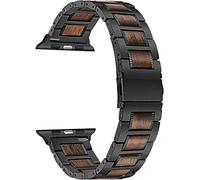 Guarda cinghie in acciaio inossidabile e banda in legno in noce adatto per iwatch Apple Watch SE Series 6 5 4 3 2 1 44mm 42mm 40mm 40mm 38 mm Cinturino di sandalo per orologio (colore a banda: band