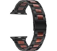 Guarda cinghie in acciaio inossidabile e banda in legno in noce adatto per iwatch Apple Watch SE Series 6 5 4 3 2 1 44mm 42mm 40mm 40mm 38 mm Cinturino di sandalo per orologio (colore a banda: band