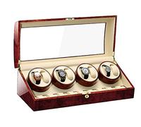 Guarda la scatola del display Watch Winder per orologi automatici, con archivi di orologi extra, finitura per pianoforte a conchiglia in legno, motore silenzioso, cuscino per orologi flessibile,