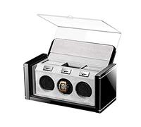 Guarda la scatola di avvolgitore per orologi per avvolgitore per 3 orologi automatici Orologi ad anello di stoccaggio Adattatore per motore silenzioso alimentato a 5 modalità di rotazione Watch Winder