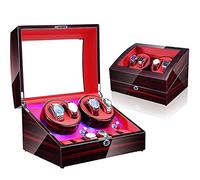 Guarda Winder 4+6 Orologi automatici Avvolgitori per orologi Box Watch Box Wooden Silent Motor Five Modes Orologio regolabile Cuscini a LED Open Open e fermati automaticamente, in pelle 005 orologio