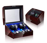 Guarda Winder 4+6 Orologi automatici Avvolgitori per orologi Box Watch Box Wooden Silent Motor Five Modes Orologio regolabile Cuscini a LED Open Open e fermati automaticamente, in pelle 005 orologio