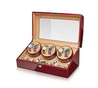 Guarda Winder Spinner Winding Box Orologi orologi - Maroon Walnut Watch Case Watch Shaker Home Watch Boxding Box con chiusura a blocco Meccanico Avvolgitore orologio per orologio rotante e orologio