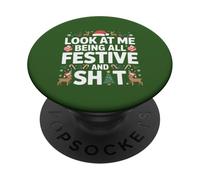 Guardami mentre sono tutto festoso e festeggia il divertimento delle renne PopSockets PopGrip Adesivo