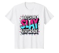 Guardami Uccidere Vibrant School Spirit di Quarta elementare, Quarta elementare Maglietta, Bambini, Bianco, 8 Anni